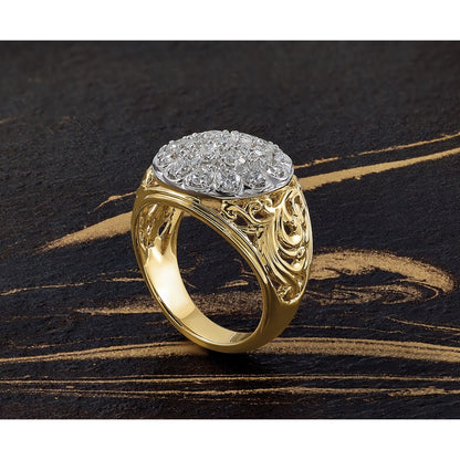 10K Two-Tone Ibgoodman Men'S Polished Filigree Cluster Ring Mounting