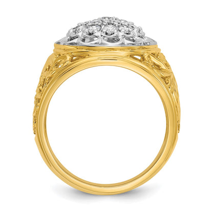 10K Two-Tone Ibgoodman Men'S Polished Filigree Round Cluster Ring Mounting