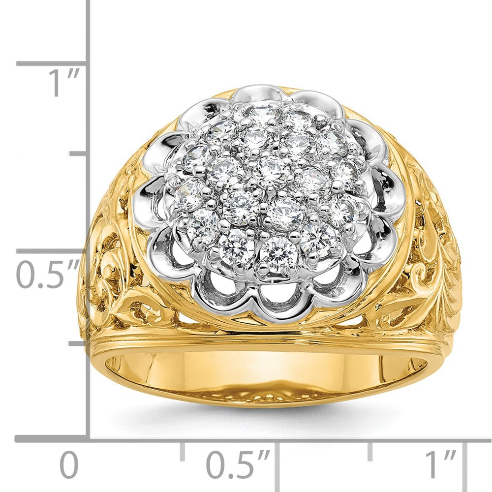 10K Two-Tone Ibgoodman Men'S Polished Filigree 1 Carat Aa Quality Diamond Round Cluster Ring Mounting