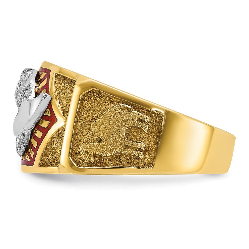 10K Two-Tone Ibgoodman Men'S Polished And Textured With Multi-Color Enamel Masonic Shriner'S Ring