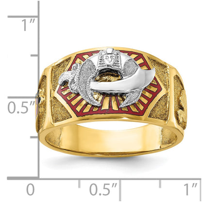 10K Two-Tone Ibgoodman Men'S Polished And Textured With Multi-Color Enamel Masonic Shriner'S Ring