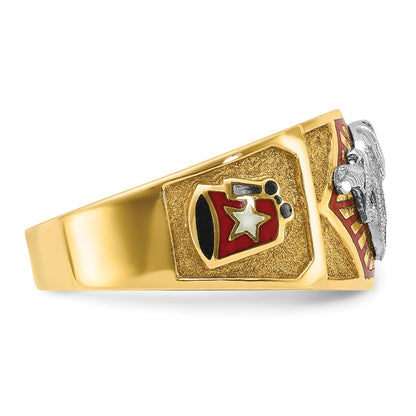 10K Two-Tone Ibgoodman Men'S Polished And Textured With Multi-Color Enamel Masonic Shriner'S Ring