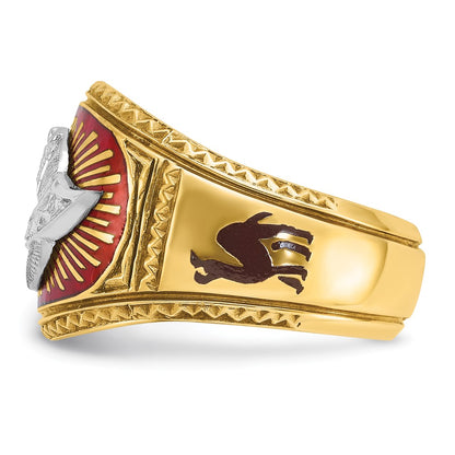 10K Two-Tone Ibgoodman Men'S Polished And Textured With Multi-Color Enamel Masonic Shriner'S Ring