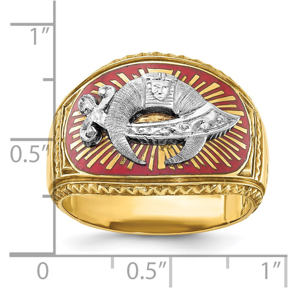 10K Two-Tone Ibgoodman Men'S Polished And Textured With Multi-Color Enamel Masonic Shriner'S Ring