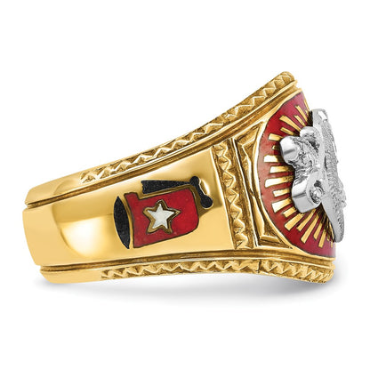 10K Two-Tone Ibgoodman Men'S Polished And Textured With Multi-Color Enamel Masonic Shriner'S Ring