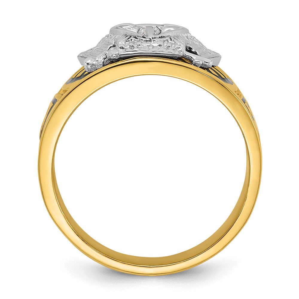10K Two-Tone Ibgoodman Men'S Polished And Textured 32Nd Degree Scottish Rite Masonic Ring Mounting