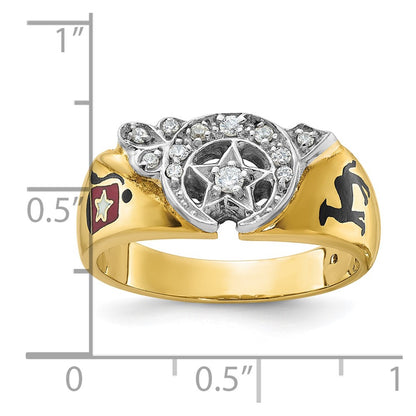 10K Two-Tone Ibgoodman Men'S Polished With Multi-Color Enamel And Diamond Masonic Shriner'S Ring