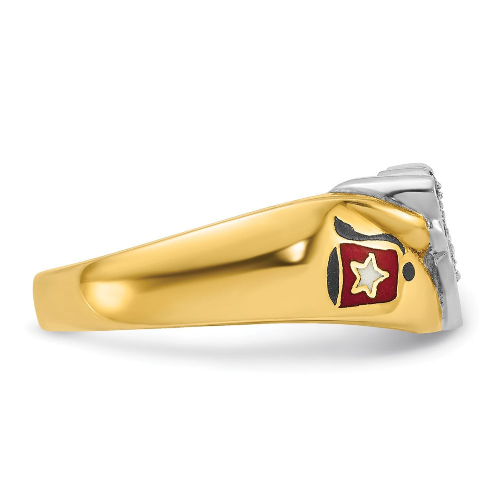 10K Two-Tone Ibgoodman Men'S Polished With Multi-Color Enamel And Diamond Masonic Shriner'S Ring