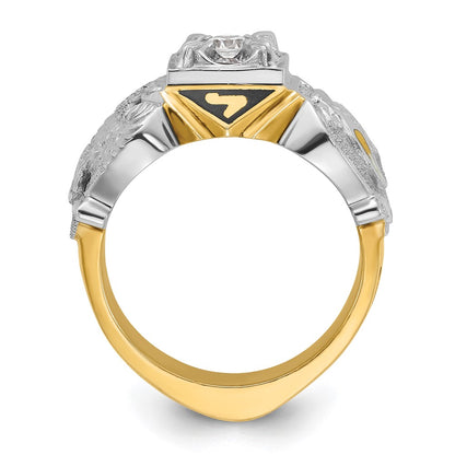 10K Two-Tone Ibgoodman Men'S Polished And Textured Double Eagle Masonic Shriner'S Ring Mounting