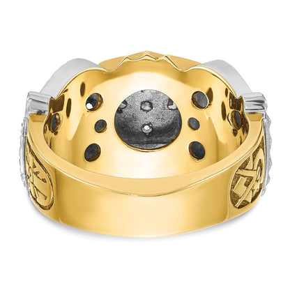 10K Two-Tone Ibgoodman Men'S Polished And Textured Double Eagle Masonic Shriner'S Ring Mounting