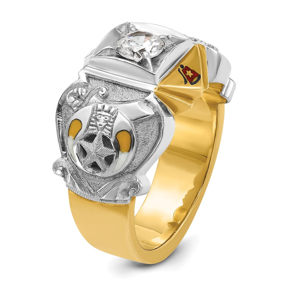 10K Two-Tone Ibgoodman Men'S Polished And Textured With Multi-Color Enamel Diamond Knights Templar Masonic Shriner'S Ring