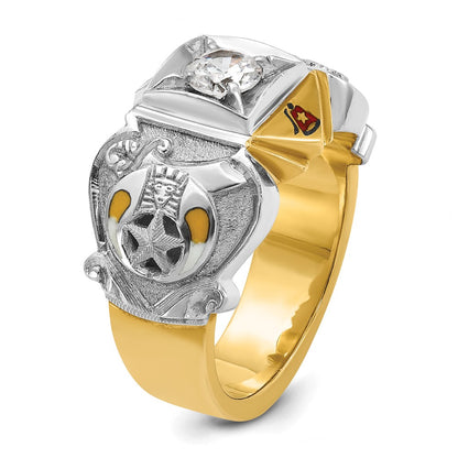 10K Two-Tone Ibgoodman Men'S Polished And Textured With Multi-Color Enamel Diamond Knights Templar Masonic Shriner'S Ring