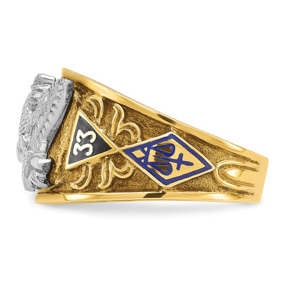 10K Two-Tone Ibgoodman Men'S Polished And Textured With Multi-Color Enamel Active 33Rd Degree Masonic Ring