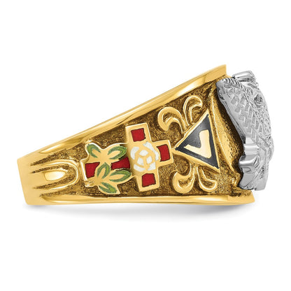 10K Two-Tone Ibgoodman Men'S Polished And Textured With Multi-Color Enamel Active 33Rd Degree Masonic Ring