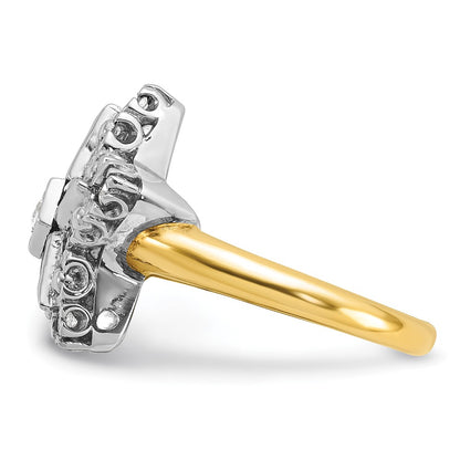 10K Two-Tone Ibgoodman Women'S Polished And Beaded With Multi-Color Cz Diamond Eastern Star Masonic Ring