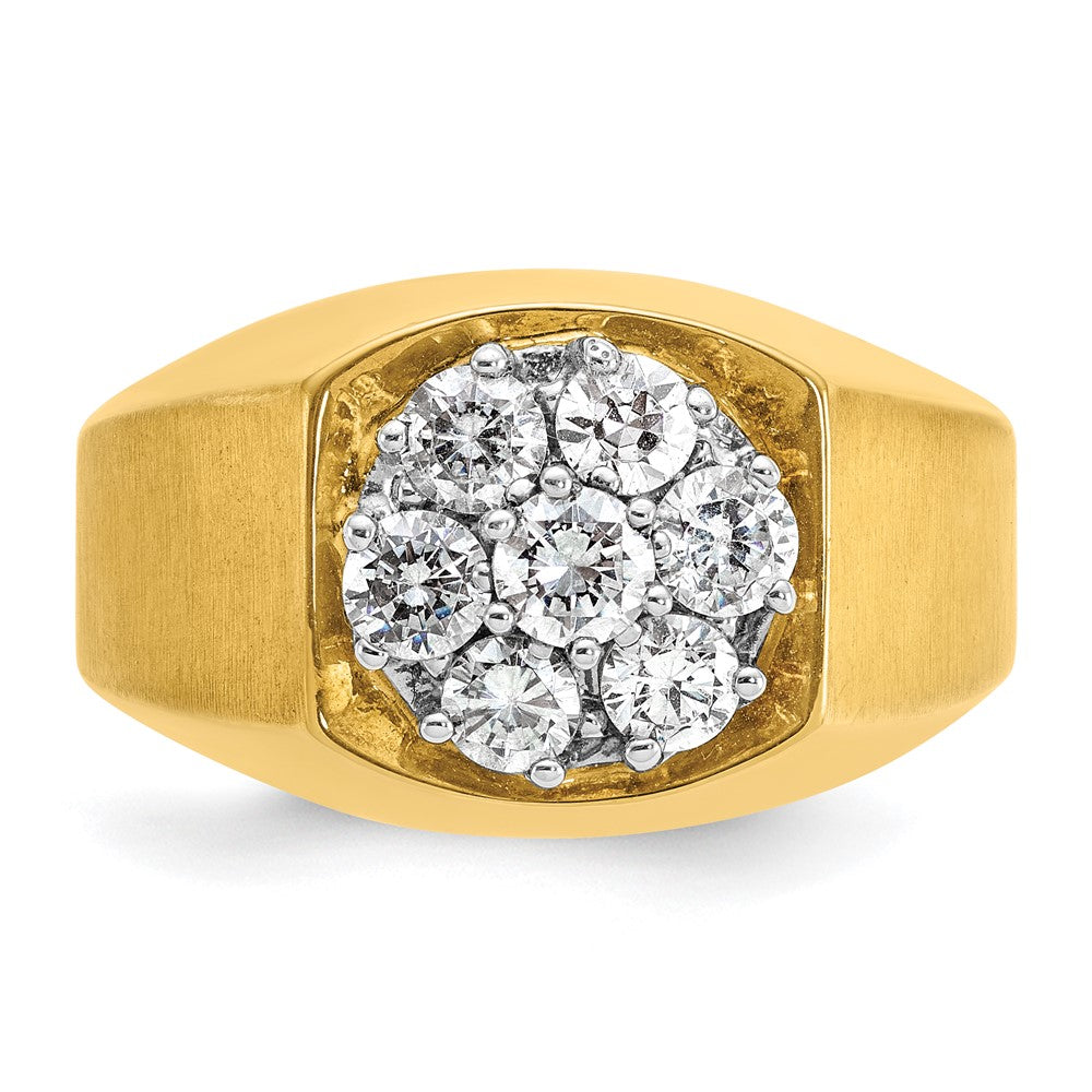 10K Two-Tone Ibgoodman Men'S Polished And Satin Round 1 Carat A Quality Diamond Cluster Ring