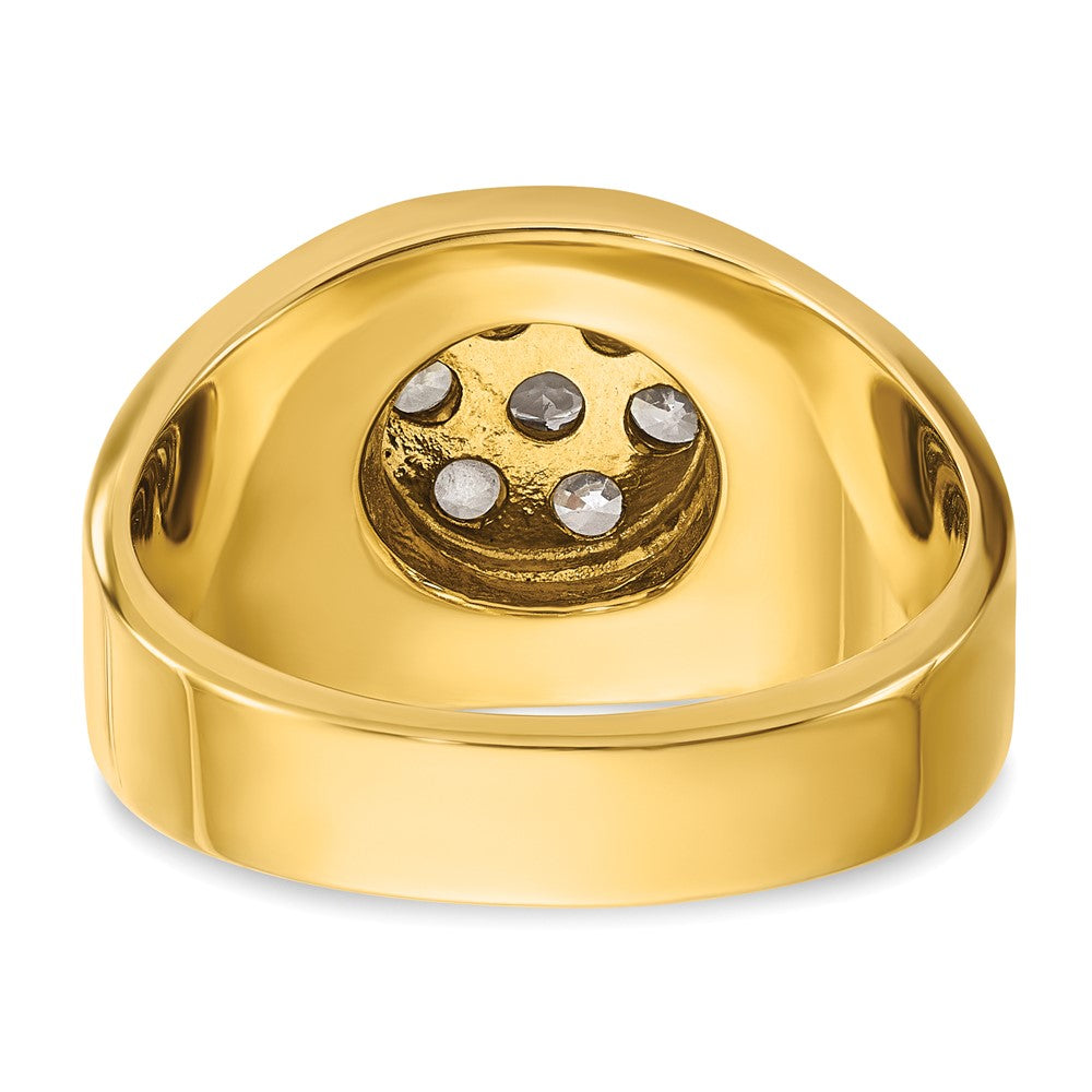 10K Two-Tone Ibgoodman Men'S Polished And Satin Round 1 Carat A Quality Diamond Cluster Ring