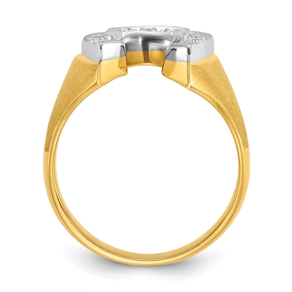 10K Two-Tone Ibgoodman Men'S Satin Horseshoe Diamond Complete Ring