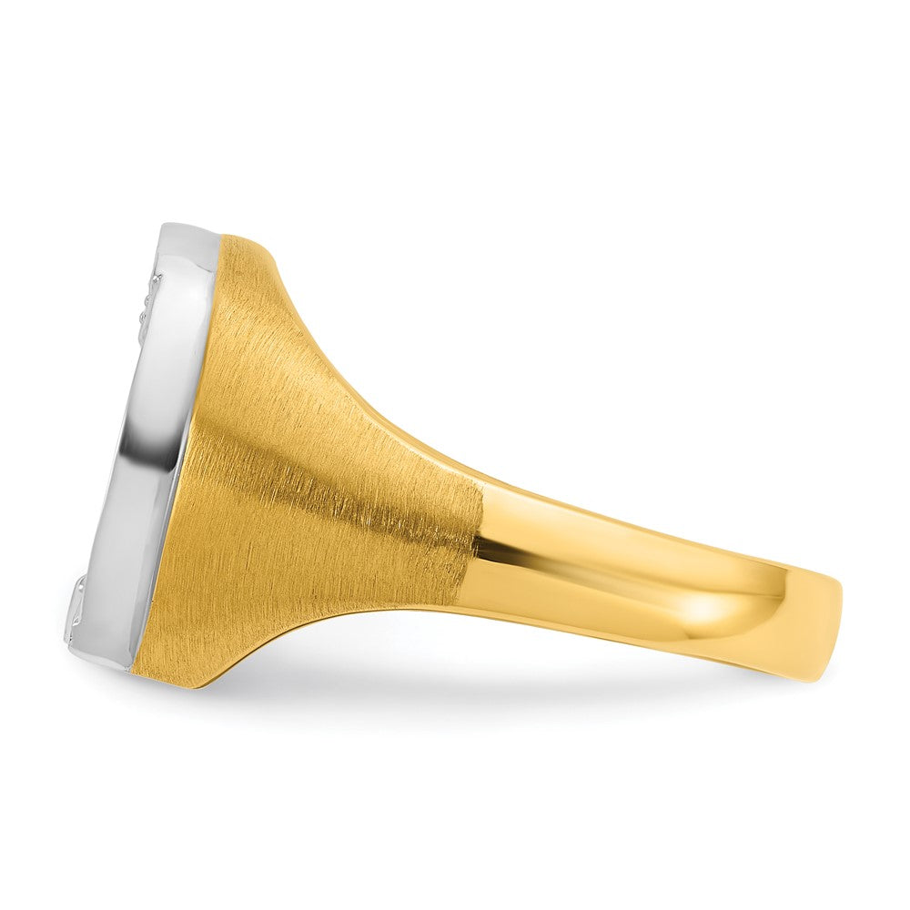 10K Two-Tone Ibgoodman Men'S Satin Horseshoe Diamond Complete Ring