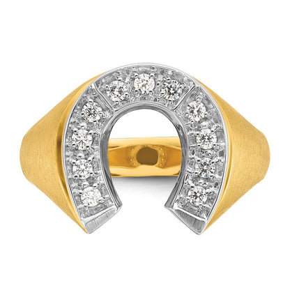 10K Two-Tone Ibgoodman Men'S Satin Horseshoe Diamond Complete Ring