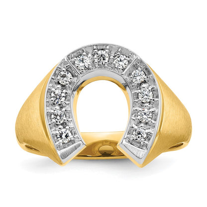 10K Two-Tone Ibgoodman Men'S Satin Horseshoe Diamond Complete Ring