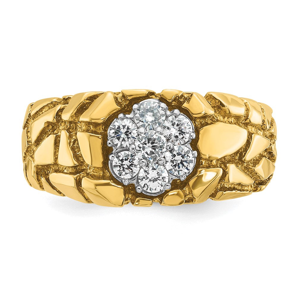 10K Two-Tone Ibgoodman Men'S Polished And Nugget Textured Round Cluster Ring Mounting