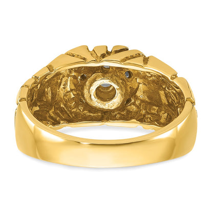10K Two-Tone Ibgoodman Men'S Polished And Nugget Textured Round Cluster Ring Mounting