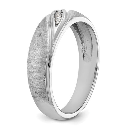 14k White Gold 1/15 Ct. Lab Grown Diamond VS/SI+ G+ Complete Polished and Satin Men's Ring