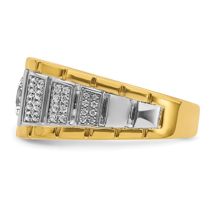 14k Two-tone  1 5/8 Ct. Lab Grown Diamond VS/SI+ G+ Complete Polished and Satin Men's Ring