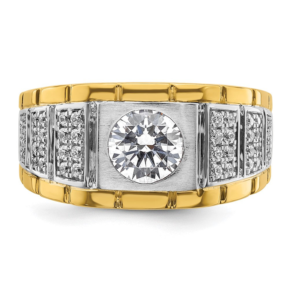 14k Two-tone  1 5/8 Ct. Lab Grown Diamond VS/SI+ G+ Complete Polished and Satin Men's Ring