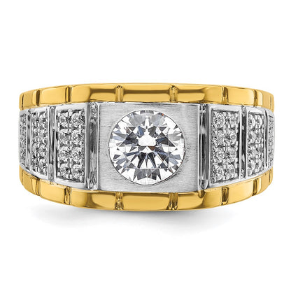 14k Two-tone  1 5/8 Ct. Lab Grown Diamond VS/SI+ G+ Complete Polished and Satin Men's Ring