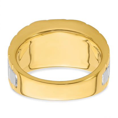 14k Two-tone  1 5/8 Ct. Lab Grown Diamond VS/SI+ G+ Complete Polished and Satin Men's Ring