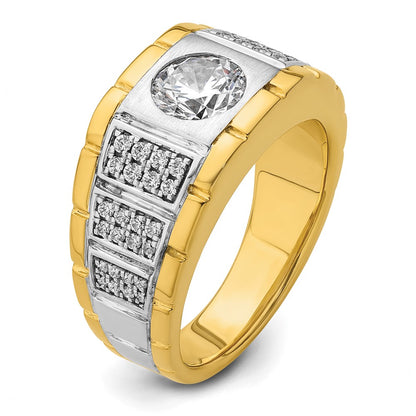 14k Two-tone  1 5/8 Ct. Lab Grown Diamond VS/SI+ G+ Complete Polished and Satin Men's Ring