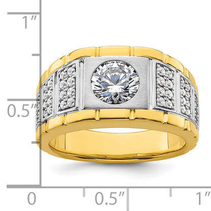14k Two-tone 1 5/8 Ct. Lab Grown Diamond VS/SI+ G+ Polished and Satin Men's Ring