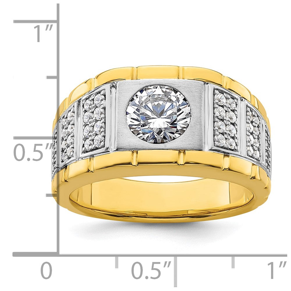 14k Two-tone  1 5/8 Ct. Lab Grown Diamond VS/SI+ G+ Complete Polished and Satin Men's Ring