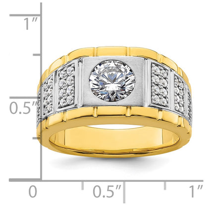 14k Two-tone  1 5/8 Ct. Lab Grown Diamond VS/SI+ G+ Complete Polished and Satin Men's Ring