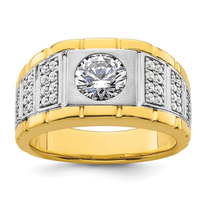 14k Two-tone  1 5/8 Ct. Lab Grown Diamond VS/SI+ G+ Complete Polished and Satin Men's Ring