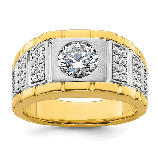 14k Two-tone  1 5/8 Ct. Lab Grown Diamond VS/SI+ G+ Complete Polished and Satin Men's Ring