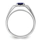 14k White Gold 1/2 Ct. Lab Grown Diamond VS/SI+ G+ and Created Blue Sapphire Men's Ring