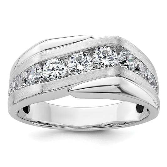 14k White Gold 1 3/8 Ct. Lab Grown Diamond VS/SI+ G+ Satin Men's Ring