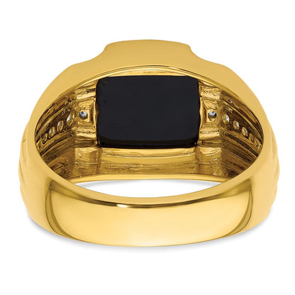 10k Yellow Gold 1/8 Ct. Lab Grown Diamond VS/SI+ G+ and Onyx Men's Ring