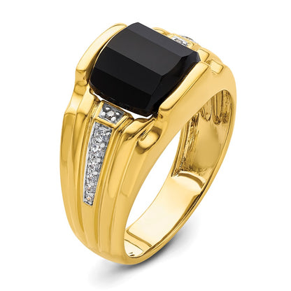 10k Yellow Gold 1/8 Ct. Lab Grown Diamond VS/SI+ G+ and Onyx Men's Ring