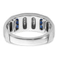 14k White Gold 1/5 Ct. Lab Grown Diamond VS/SI+ G+ and Lab Created Blue Sapphire Men's Ring