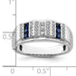 14k White Gold 1/5 Ct. Lab Grown Diamond VS/SI+ G+ and Lab Created Blue Sapphire Men's Ring