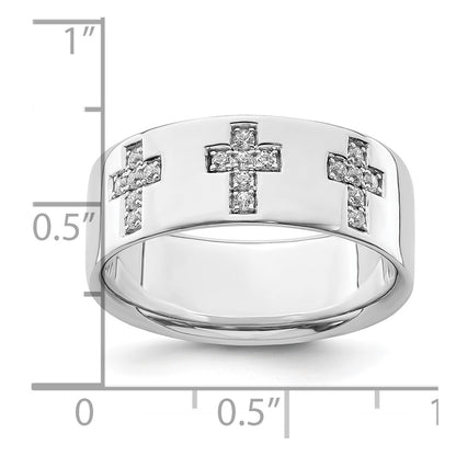 14k White Gold 1/5 Ct. Lab Grown Diamond VS/SI+ G+ Cross Men's Ring