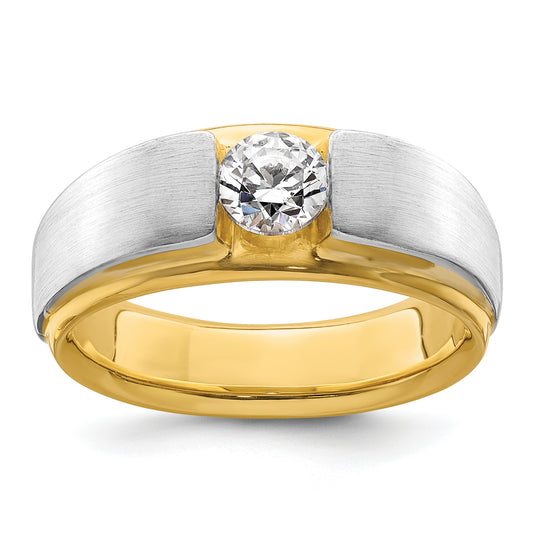 14k Two-tone Two Tone 3/4 Ct. Lab Grown Diamond VS/SI+ G+ Satin Men's Ring