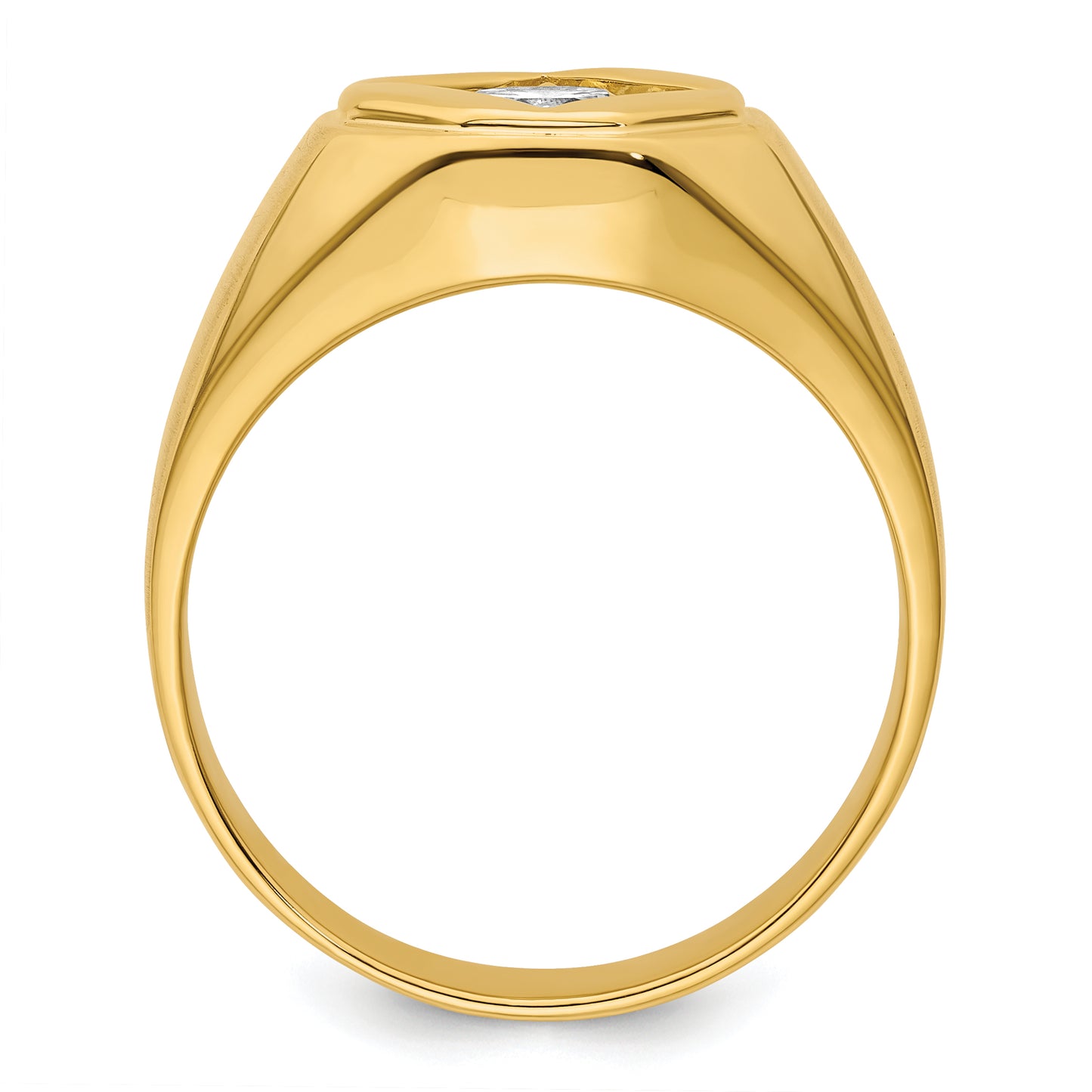 14k Yellow Gold 1 Ct. Lab Grown Diamond VS/SI+ G+ Polished and Satin Men's Ring