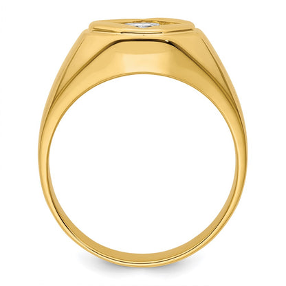 14k Yellow Gold  1 Ct. Lab Grown Diamond VS/SI+ G+ Complete Polished and Satin Men's Ring