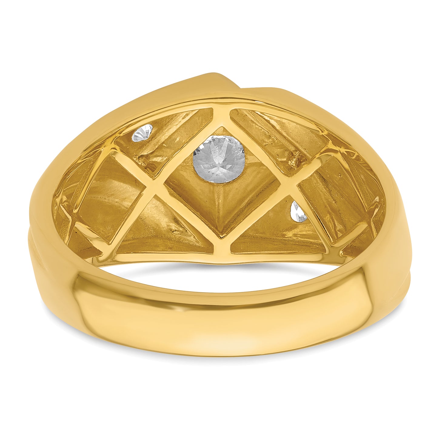 14k Yellow & Rhodium with White 3/4 Ct. Lab Grown Diamond VS/SI+ G+ Polished and Satin Men's Ring