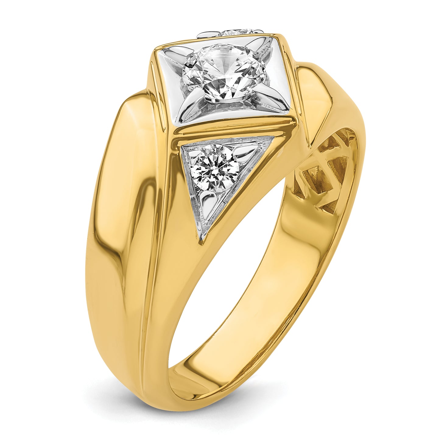 14k Yellow & Rhodium with White 3/4 Ct. Lab Grown Diamond VS/SI+ G+ Polished and Satin Men's Ring